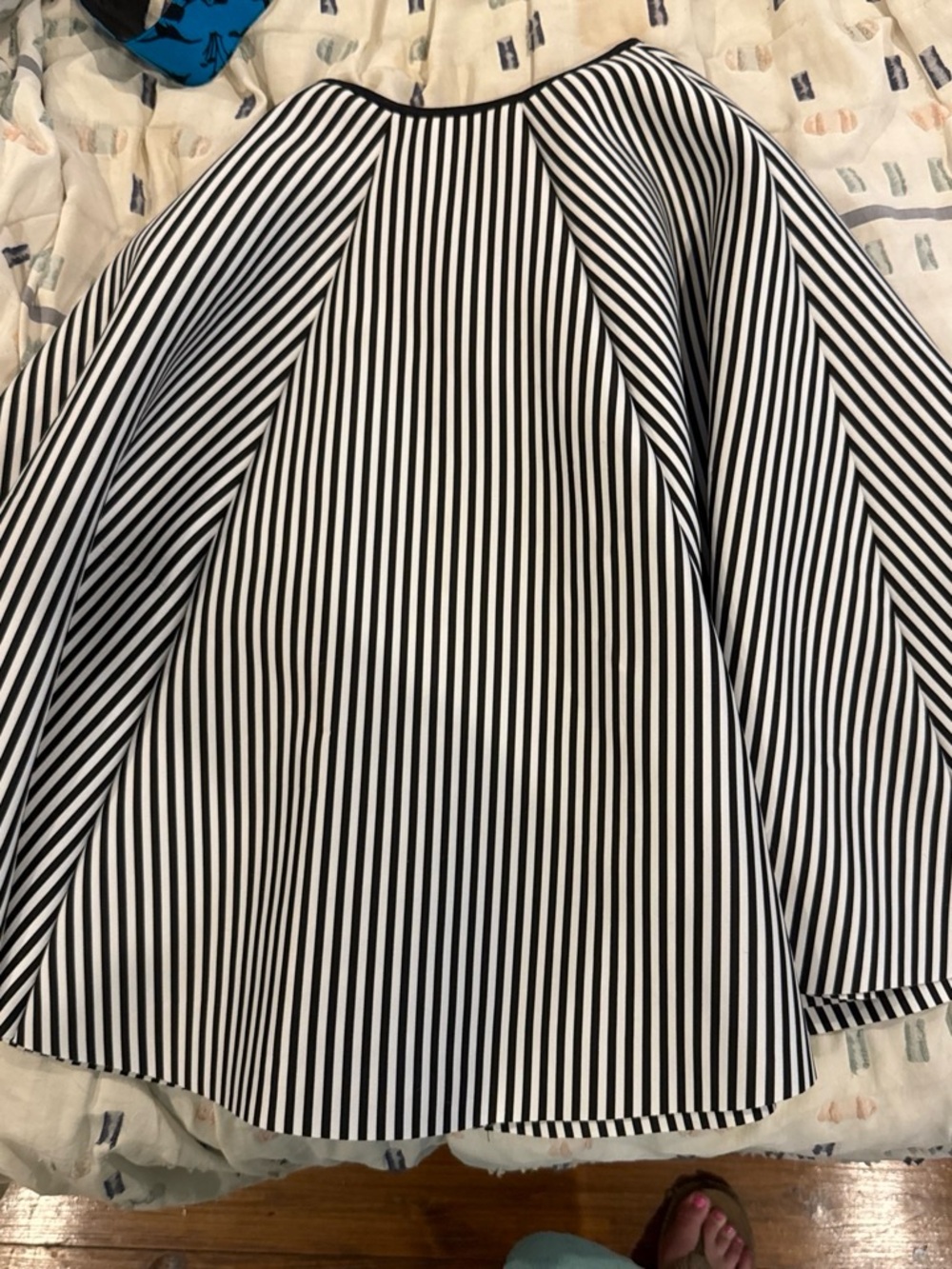 The Vintage Shop Black and White Striped Swing Scuba Skirt - Size Small